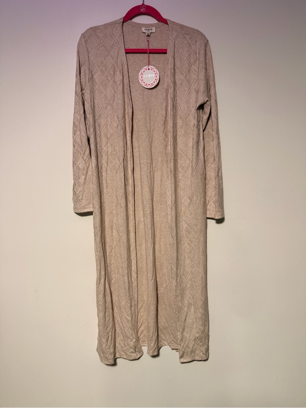 Umgee Beige Open Front Knit Cardigan